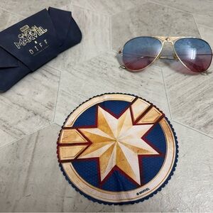 Captain Marvel Red Blue and Gold x DIFF Sunglasses Set